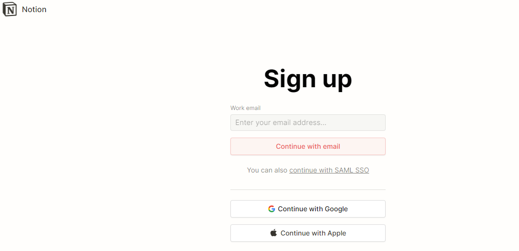 Notion AI Sign Up